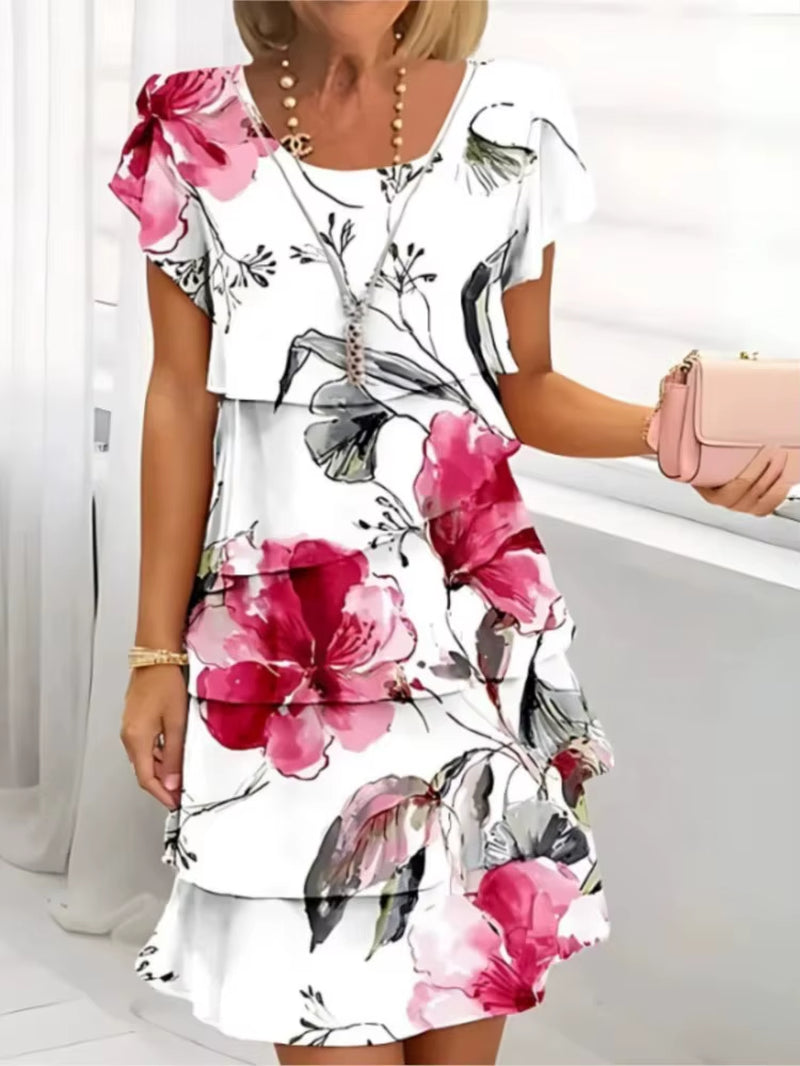 Geometric Floral Summer Midi Dress