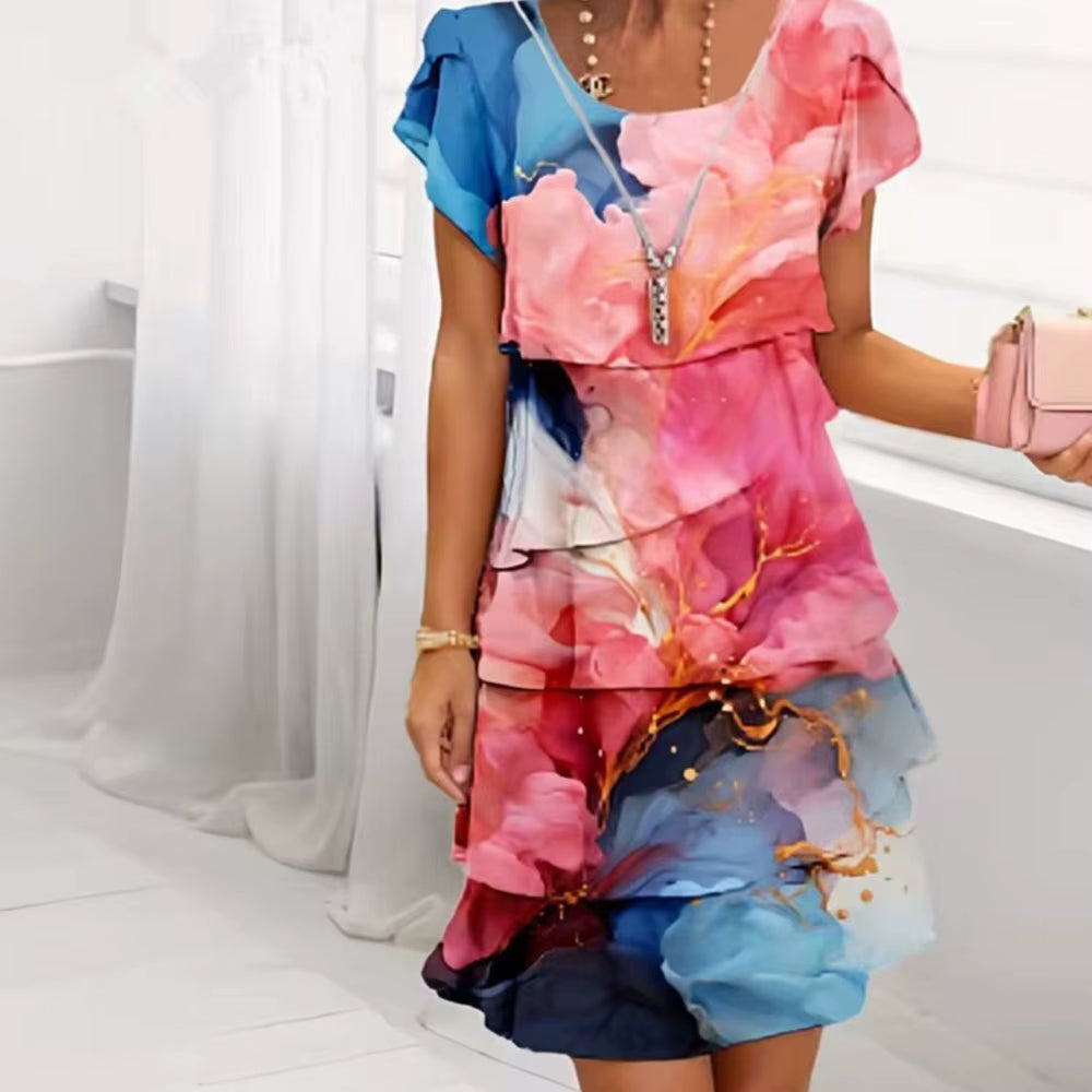 Geometric Floral Summer Midi Dress