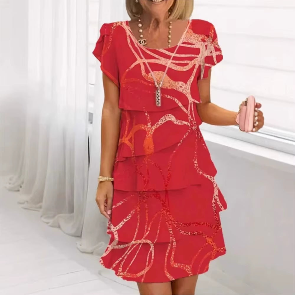 Geometric Floral Summer Midi Dress