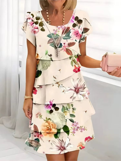 Geometric Floral Summer Midi Dress